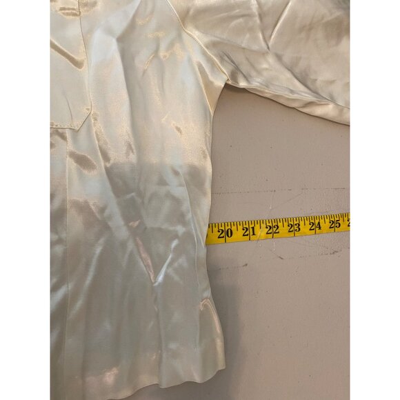 Vintage Allyson San Francisco Ivory Long Sleeve Satin Zip Top or Jacket Large - Picture 7 of 9